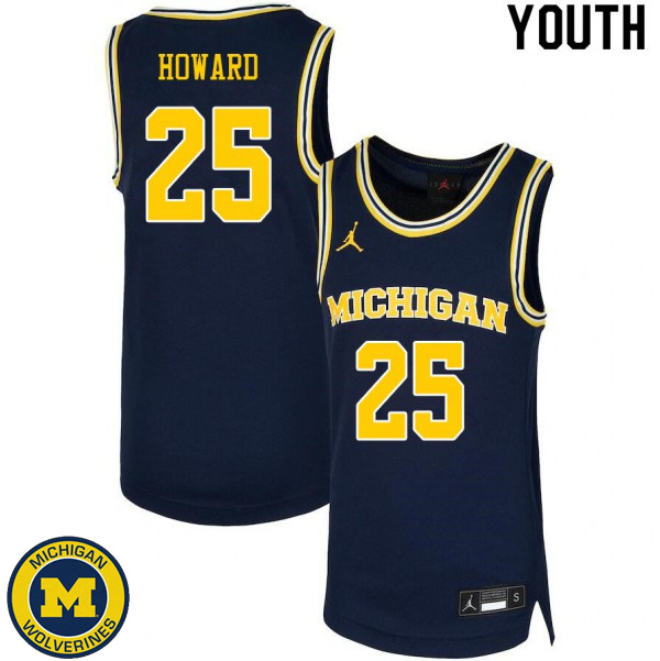 Youth Michigan Wolverines #25 Jace Howard Navy Alumni Basketball Jersey